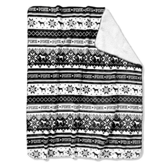 Victoria’s Secret PINK Sherpa Blanket Super Soft Plush Throw 50x60 Cozy Gift - Picture 3 of 10